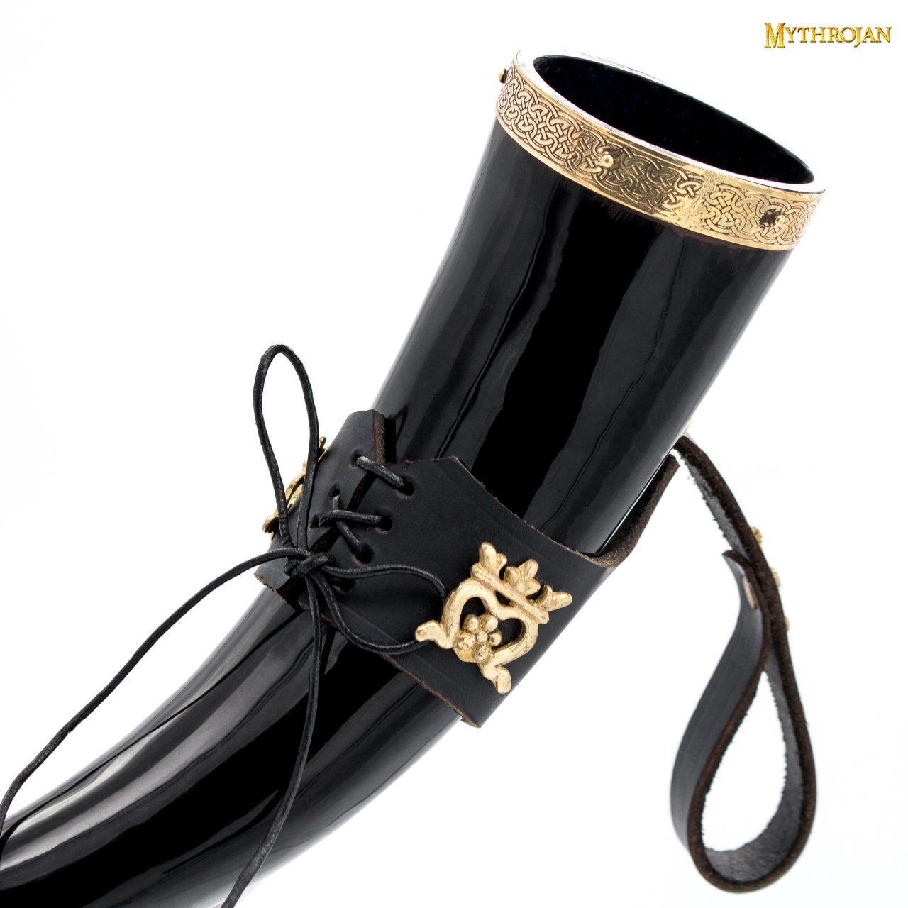 Cuerno vikingo para beber "The Elegant Lady" con soporte de cuero negro - Acabado pulido - imagen 7