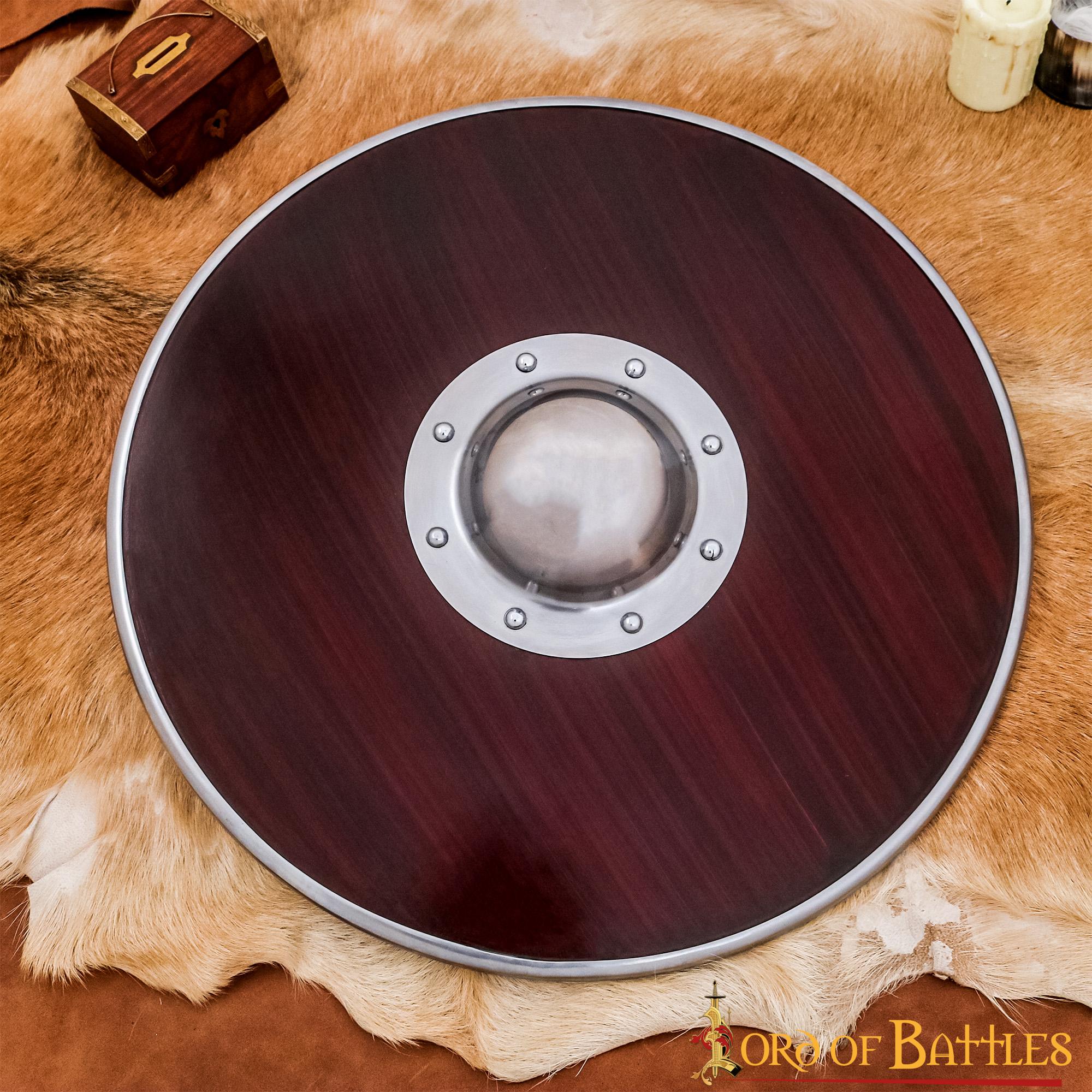 Imagen única de: Escudo vikingo redondo de madera - hecho a mano y funcional - imagen 6