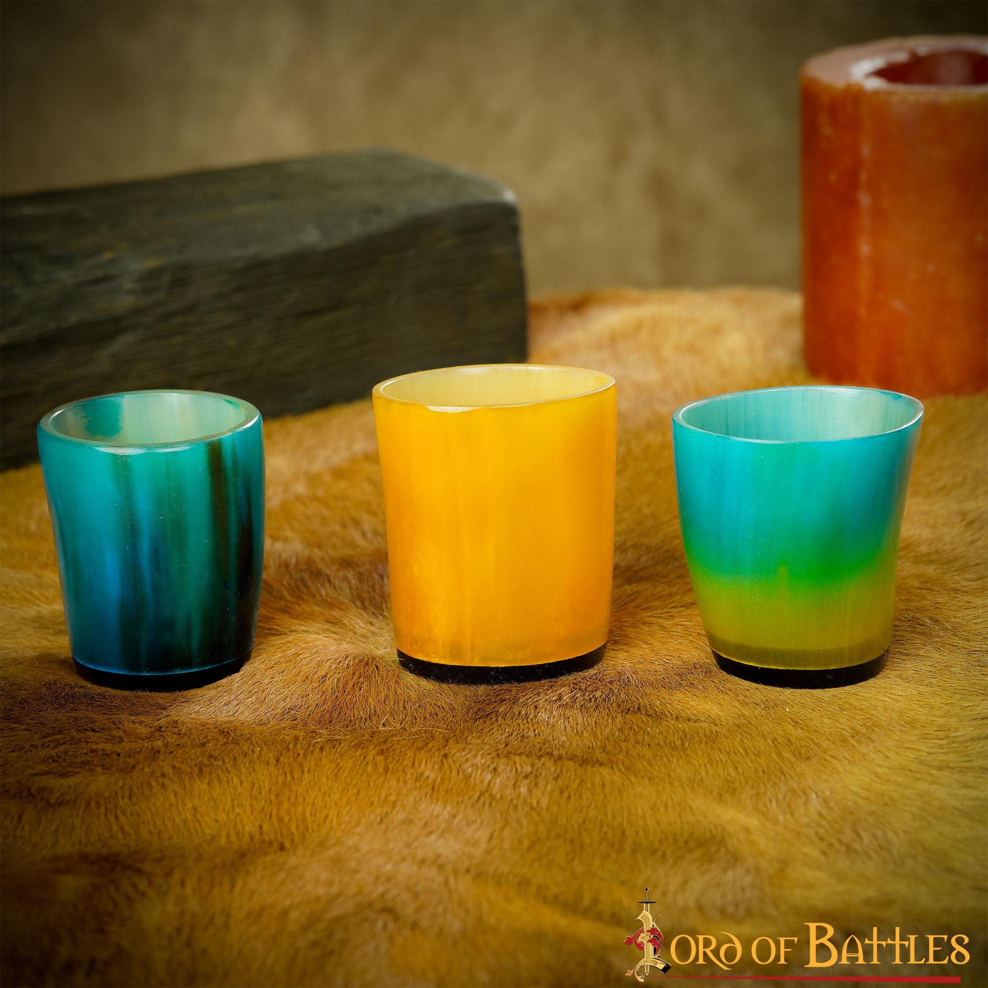 Vaso de chupito medieval de cuerno de buey hecho a mano - colorido - imagen 9