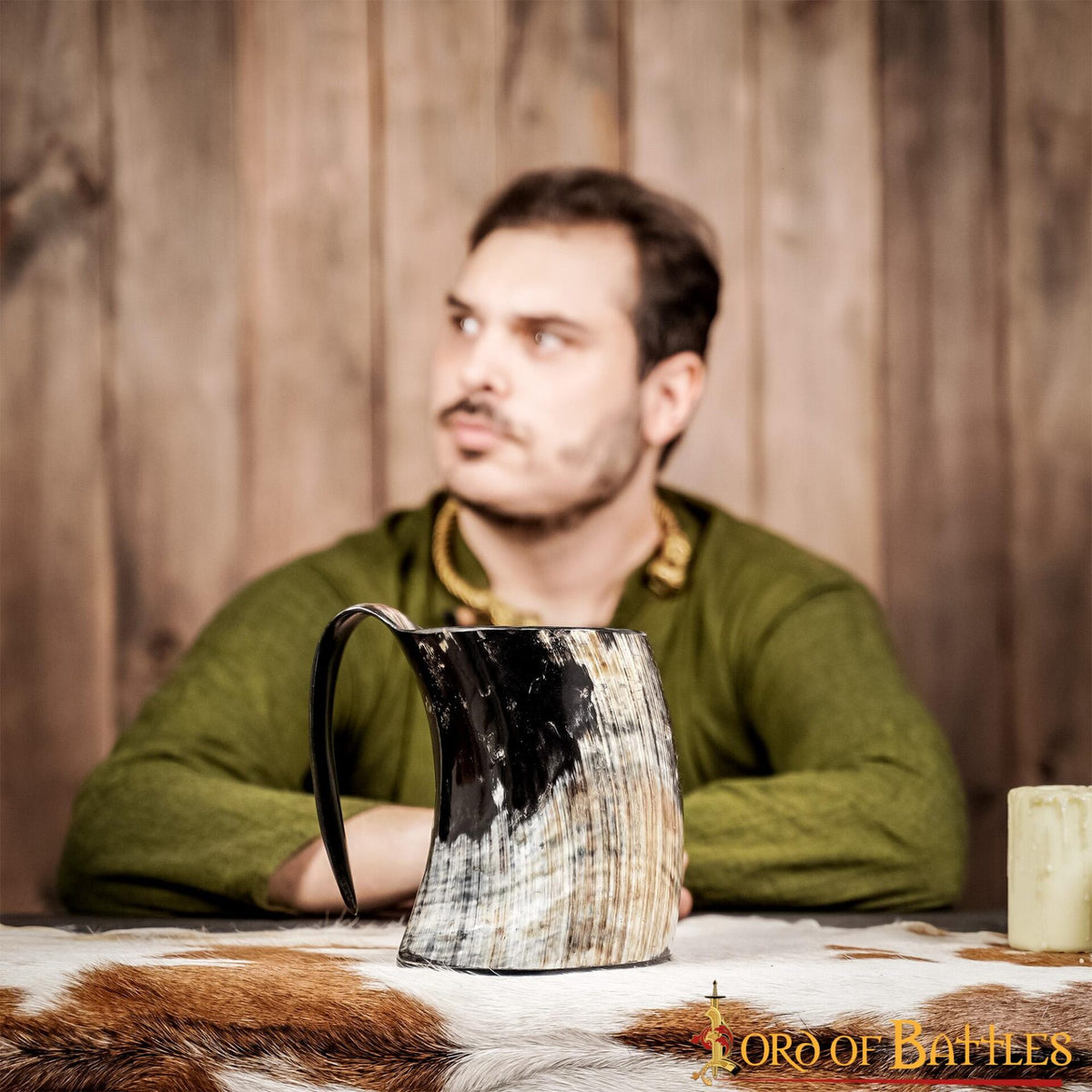 Jarra vikinga de cuerno natural pulido con asa (600/800 ml) - imagen 14