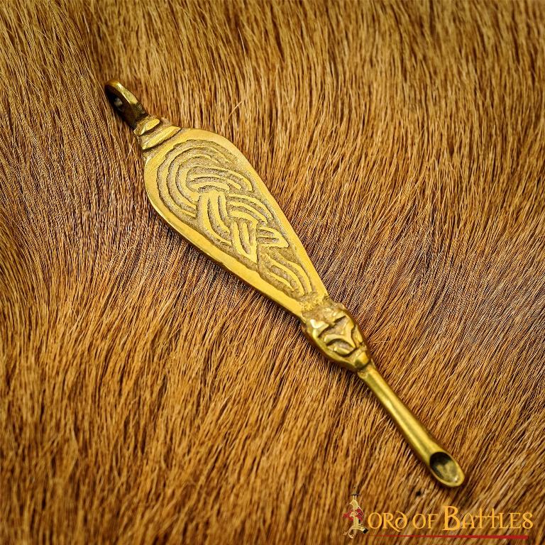 Limpiador de oreja vikingo de latón macizo ornamentado - imagen 5