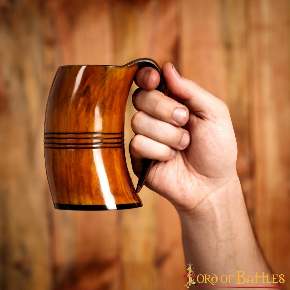 Jarra vikinga de cuerno de buey 500 ml - hecha a mano - imagen 19