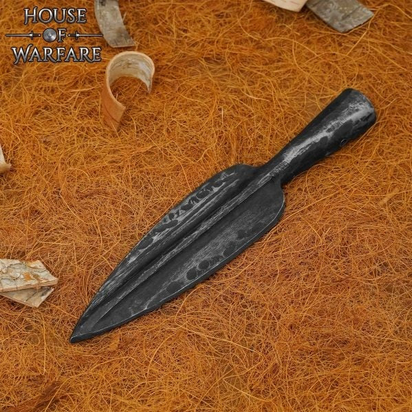 Punta de Lanza Medieval de Hoja Estriada de Acero Al Carbono Forjada a Mano para Lanza de Bricolaje, Larp y Exhibición - Imagen 8