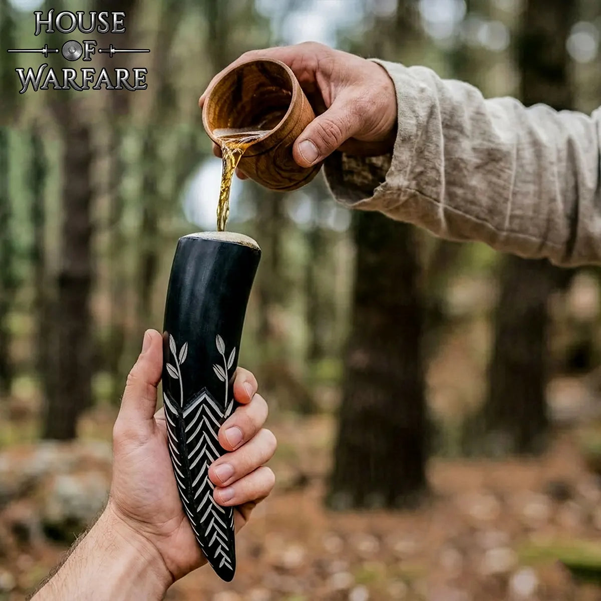 Cuerno de beber Leaf Blade 250–300 ml con tallado a mano - imagen 5