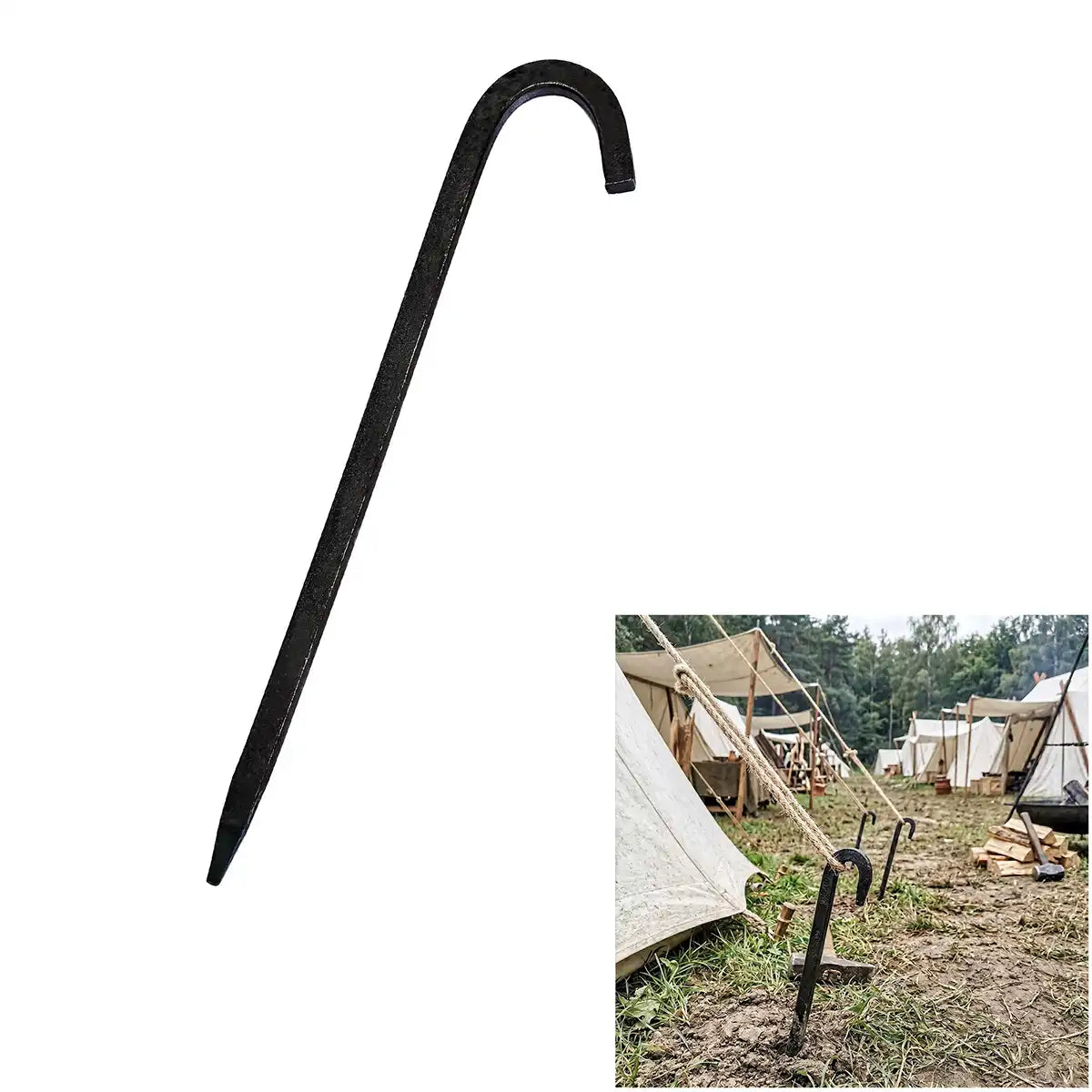 Estaca de tienda forjada a mano en hierro — 10 pulgadas - 10 inches