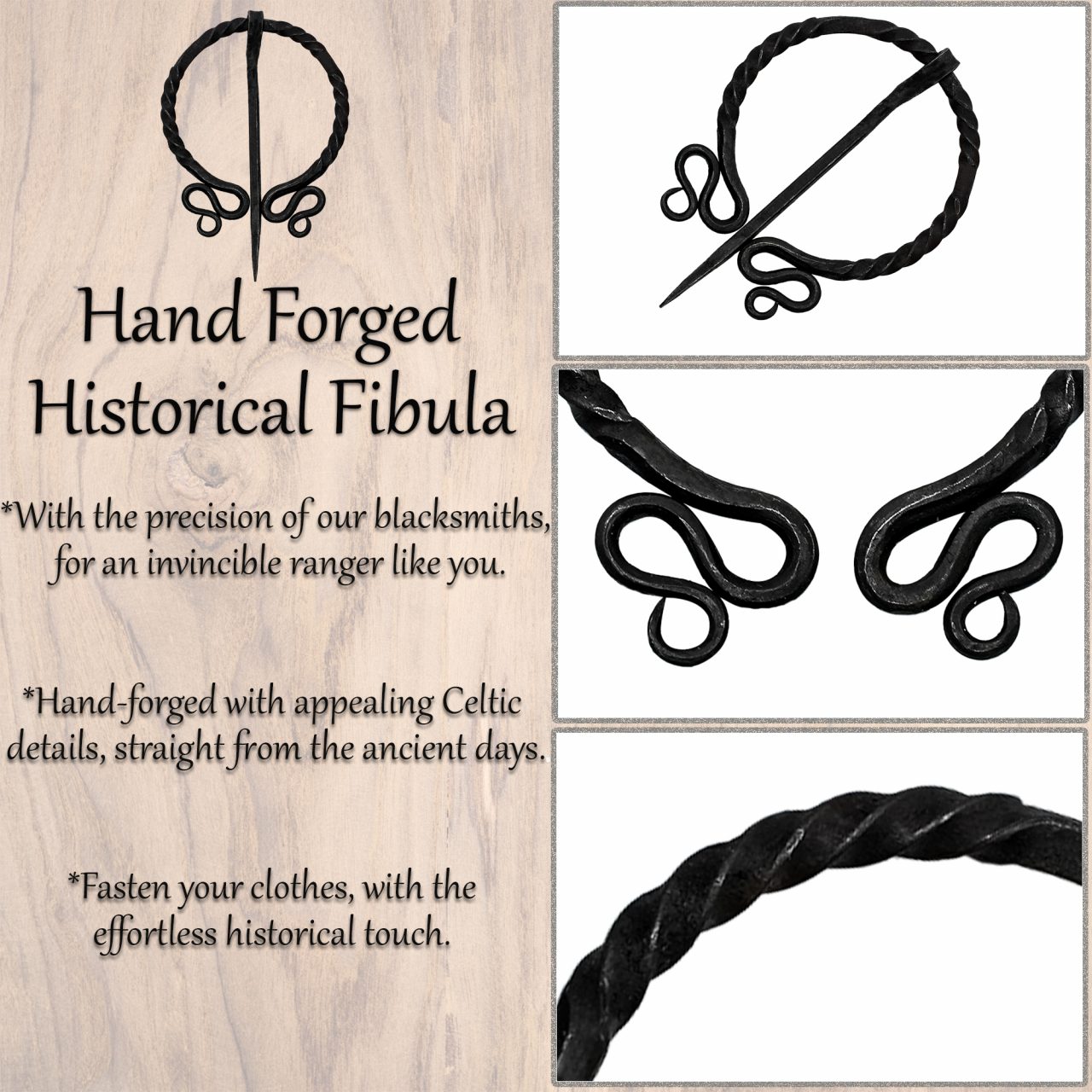 Imagen única de: Alfiler de Capa / Peroné de Arquero Élfico Histórico Forjado a Mano