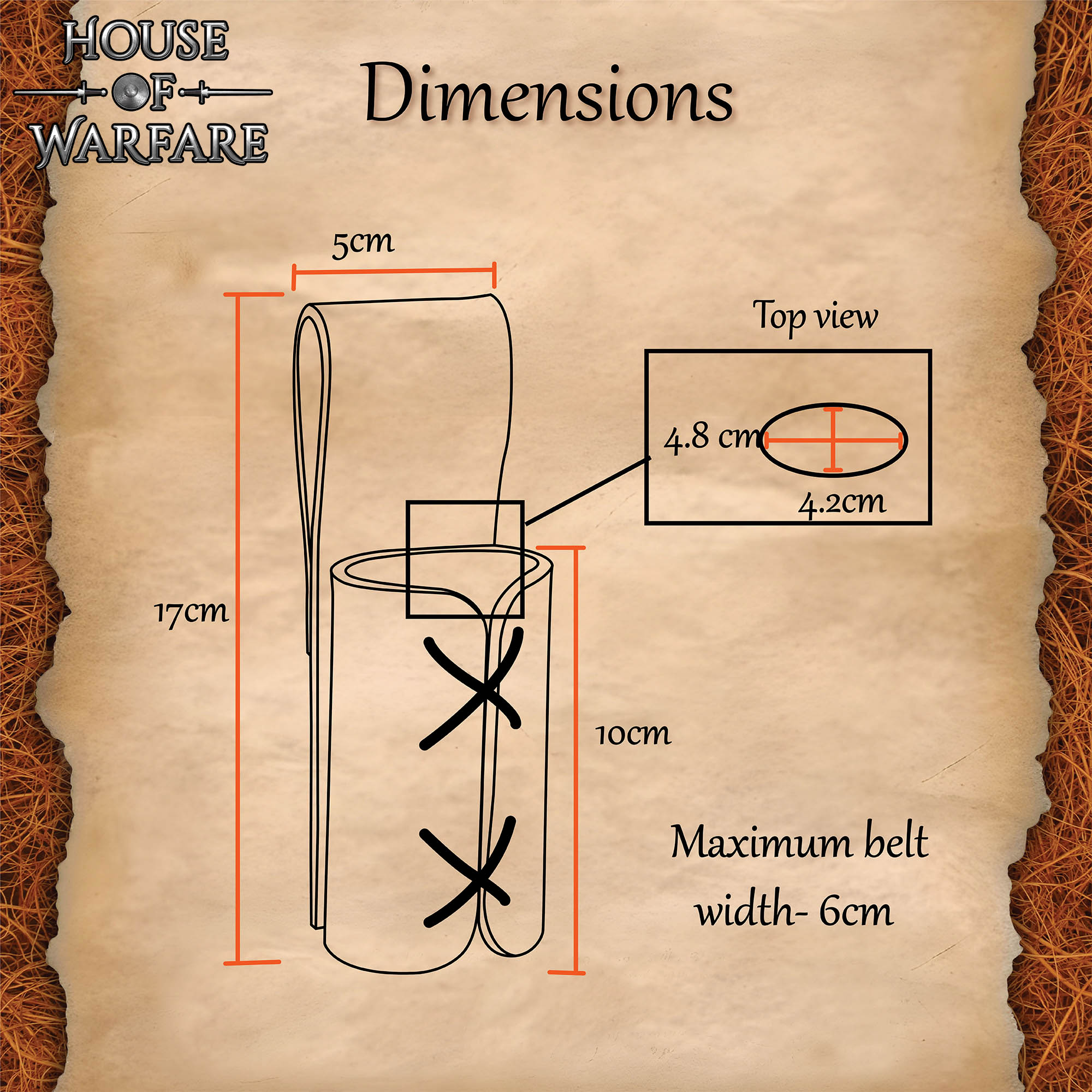 Portaespada de cuero marrón estilo medieval - imagen 2
