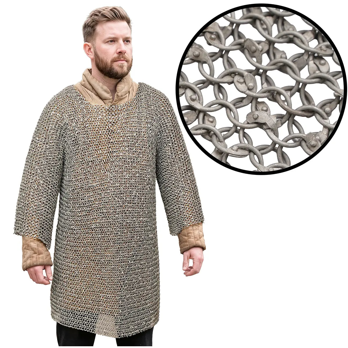 Haubergeon de malla — anillas redondas rivetadas 10 mm (16 gauge) aluminio