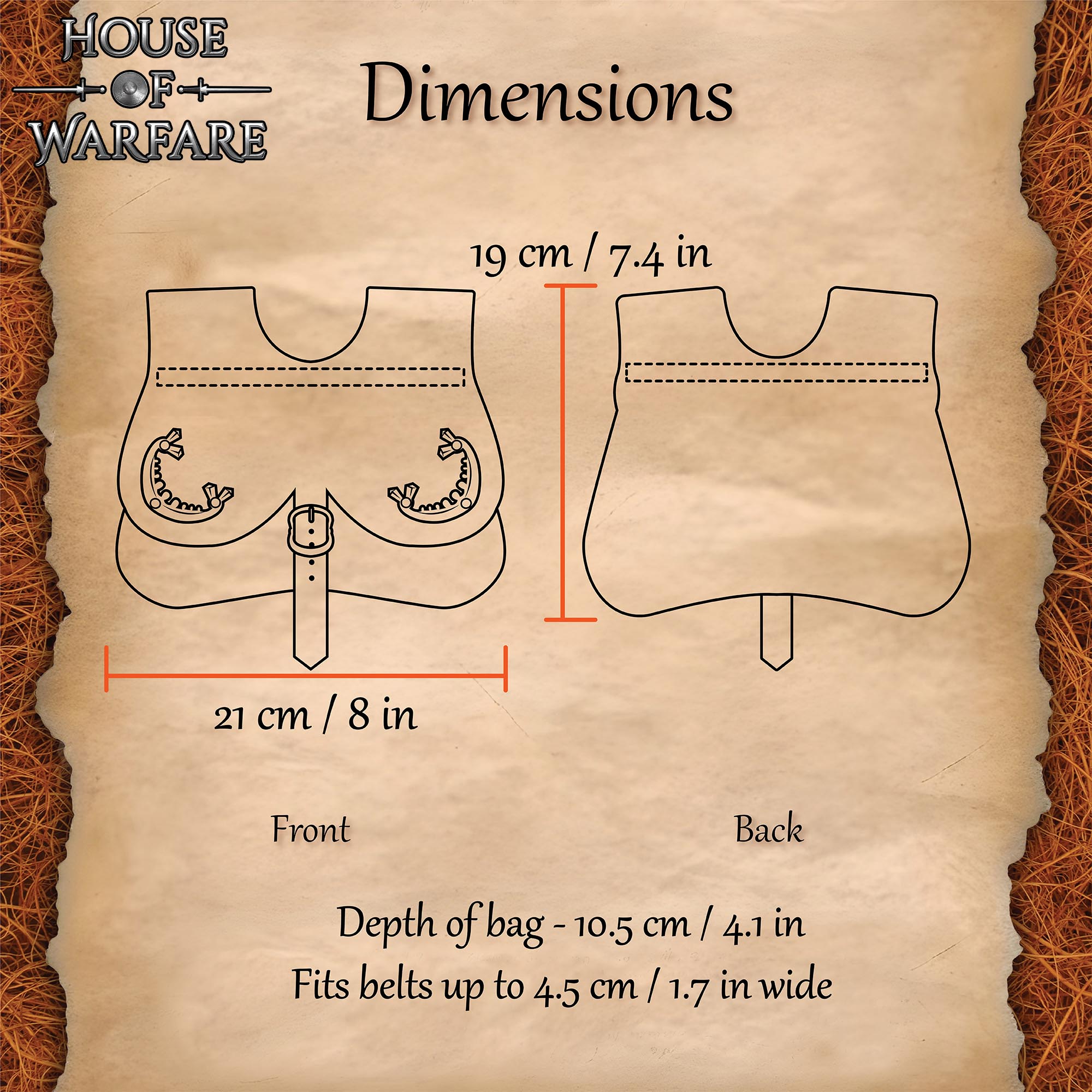 Riñonera medieval de cuero - imagen 2