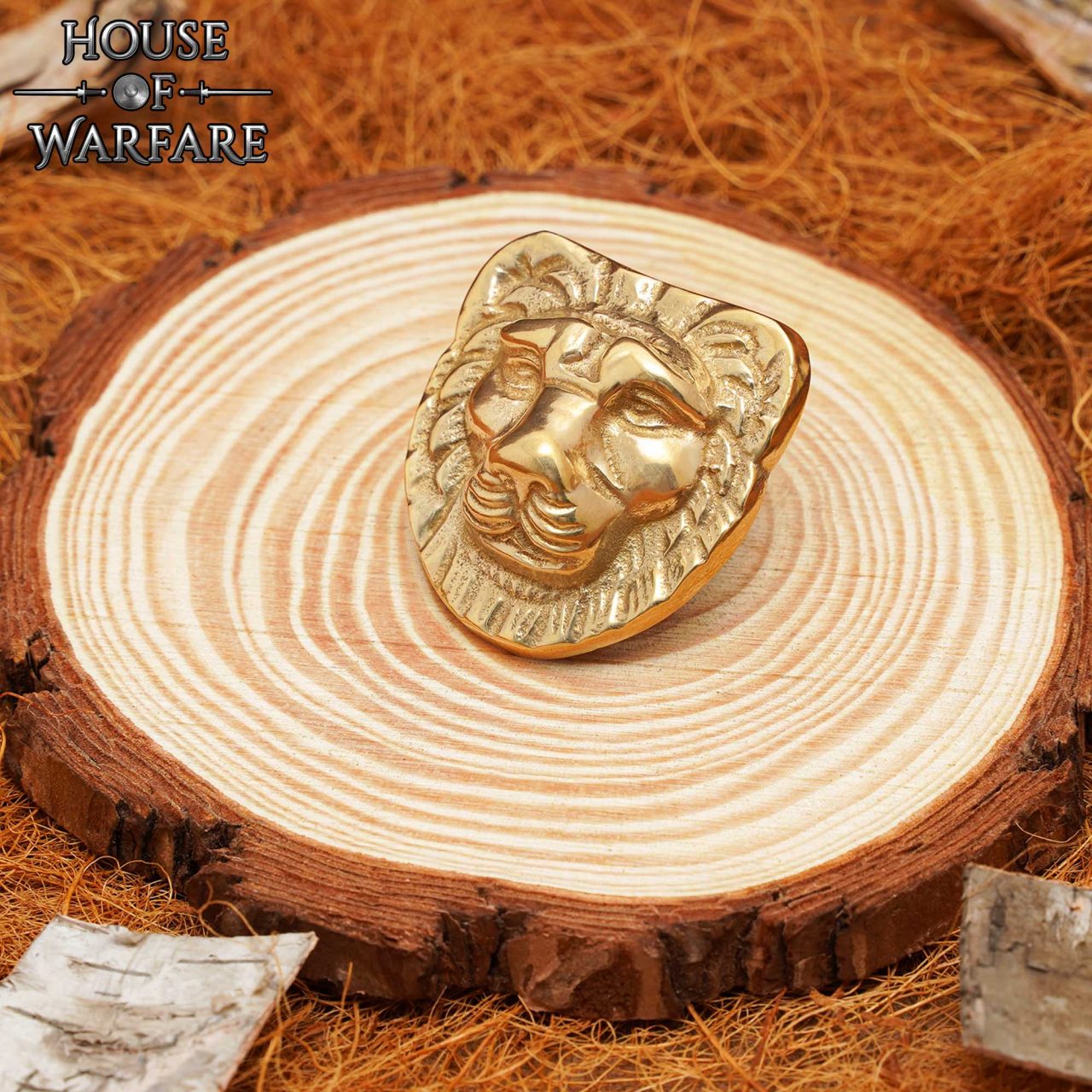 Cabeza de león decorativa en latón, 4.7×4.5 cm - imagen 3