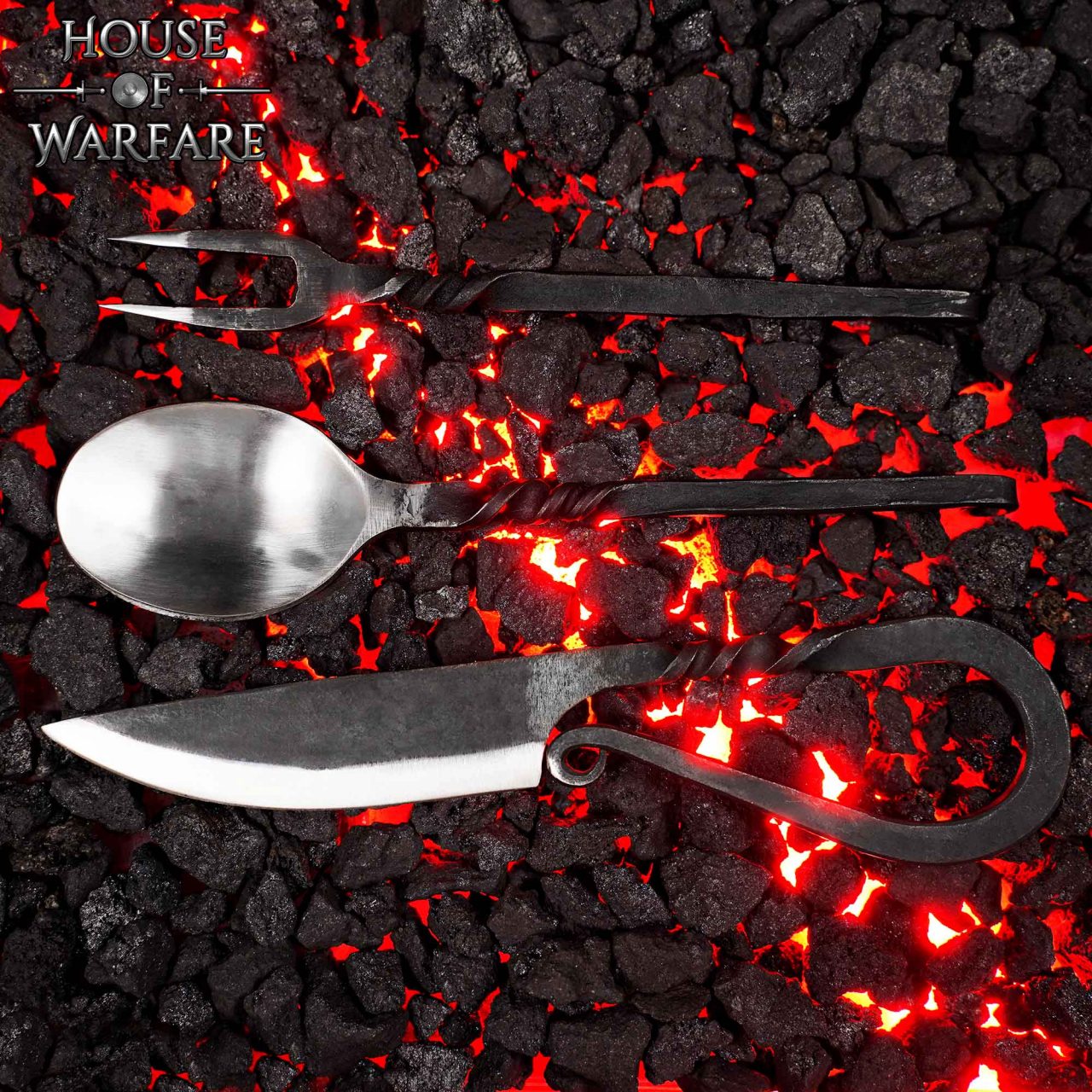 Imagen única de: Juego de Cubiertos Medievales Forjados a Mano con Vaina