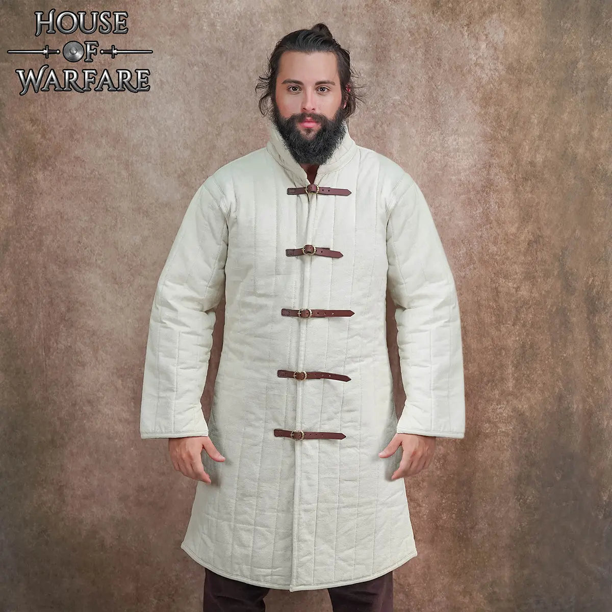 Gambesón medieval acolchado de lona con hebillas - imagen 6