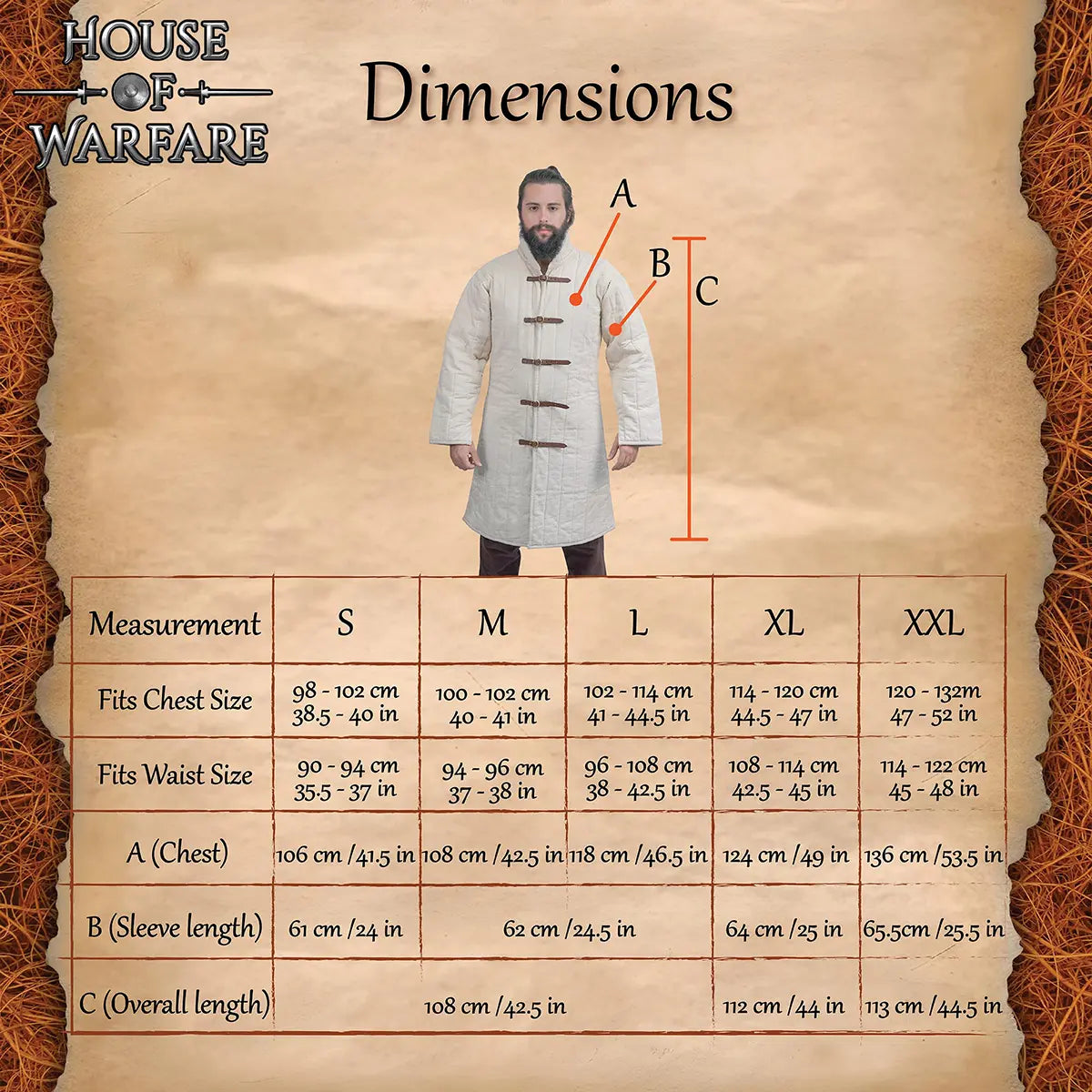 Gambesón medieval acolchado de lona con hebillas - imagen 3