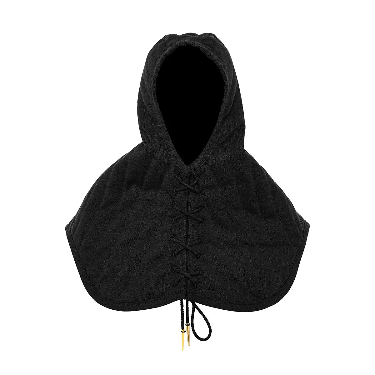 Capucha acolchada medieval con cuello y cordones - Negro - Standard