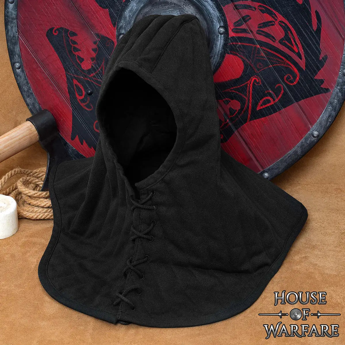 Capucha acolchada medieval con cuello y cordones - imagen 18
