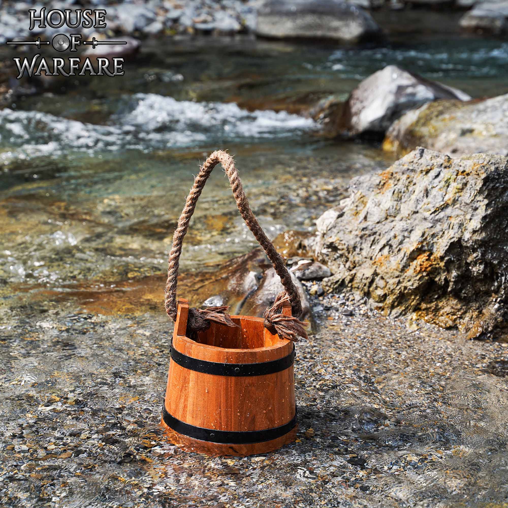 Cubos de madera artesanales — Baldes rústicos de agua (S, M, L) - imagen 13