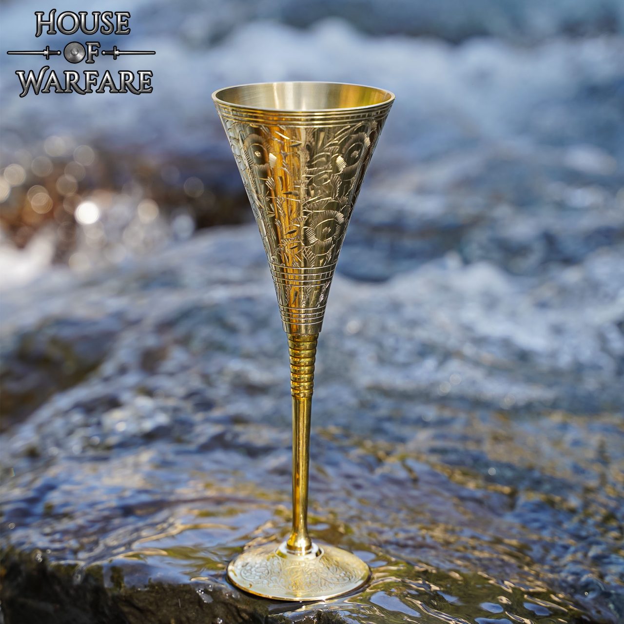 Copa Medieval Cáliz de Latón - Grabado Vintage Drinkware - Imagen 9
