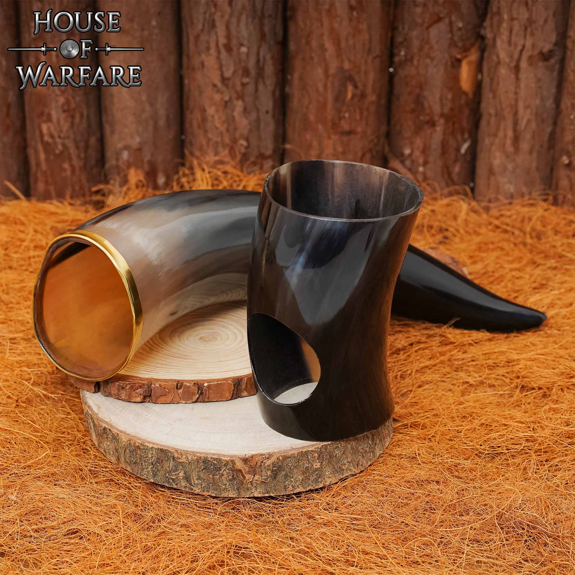 Imagen única de: Cuerno de Beber Vikingo Medieval Auténtico con Soporte