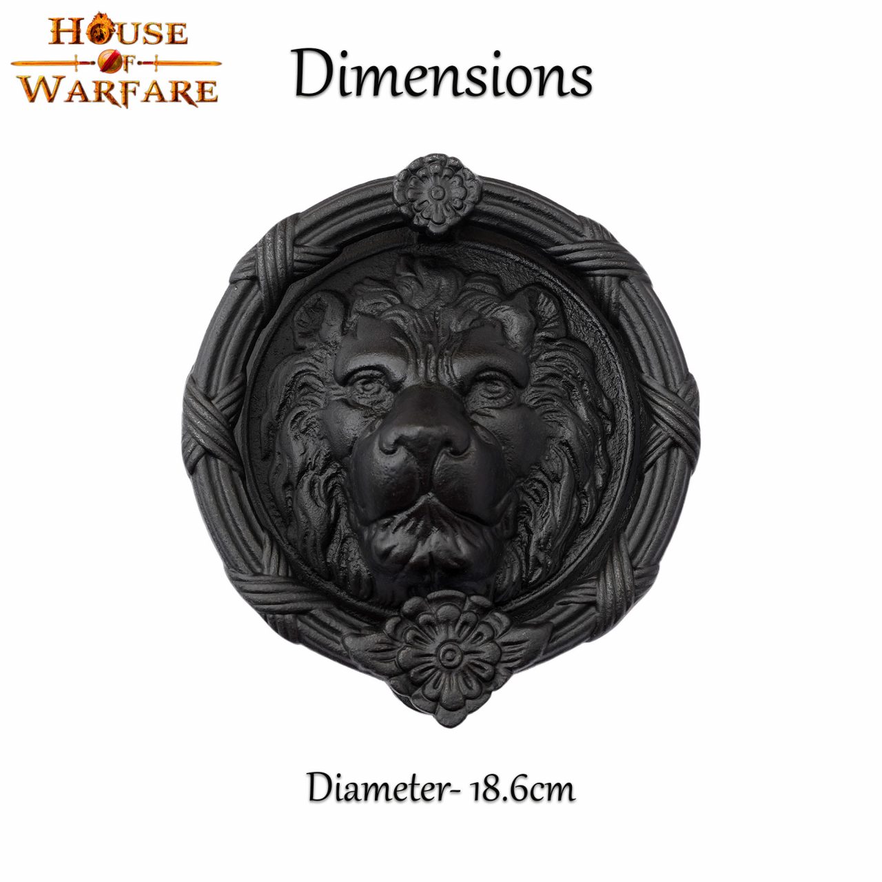 Imagen única de: Llamador de puerta rostro de león en hierro fundido macizo — grande