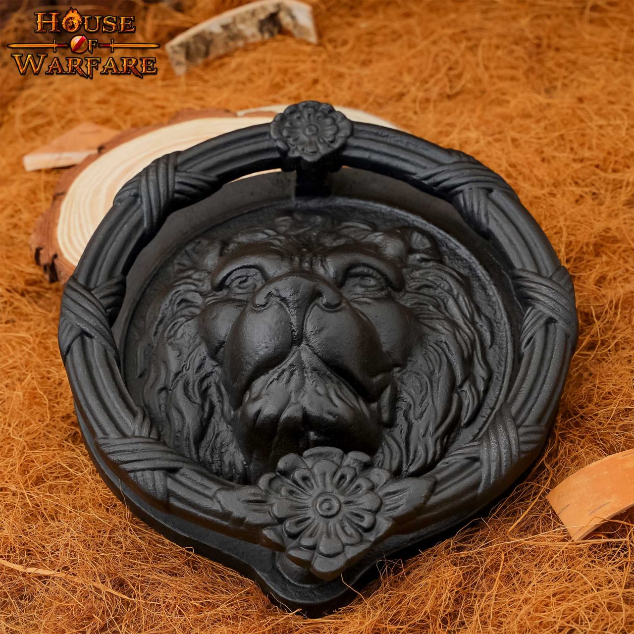 Imagen única de: Llamador de puerta rostro de león en hierro fundido macizo — grande