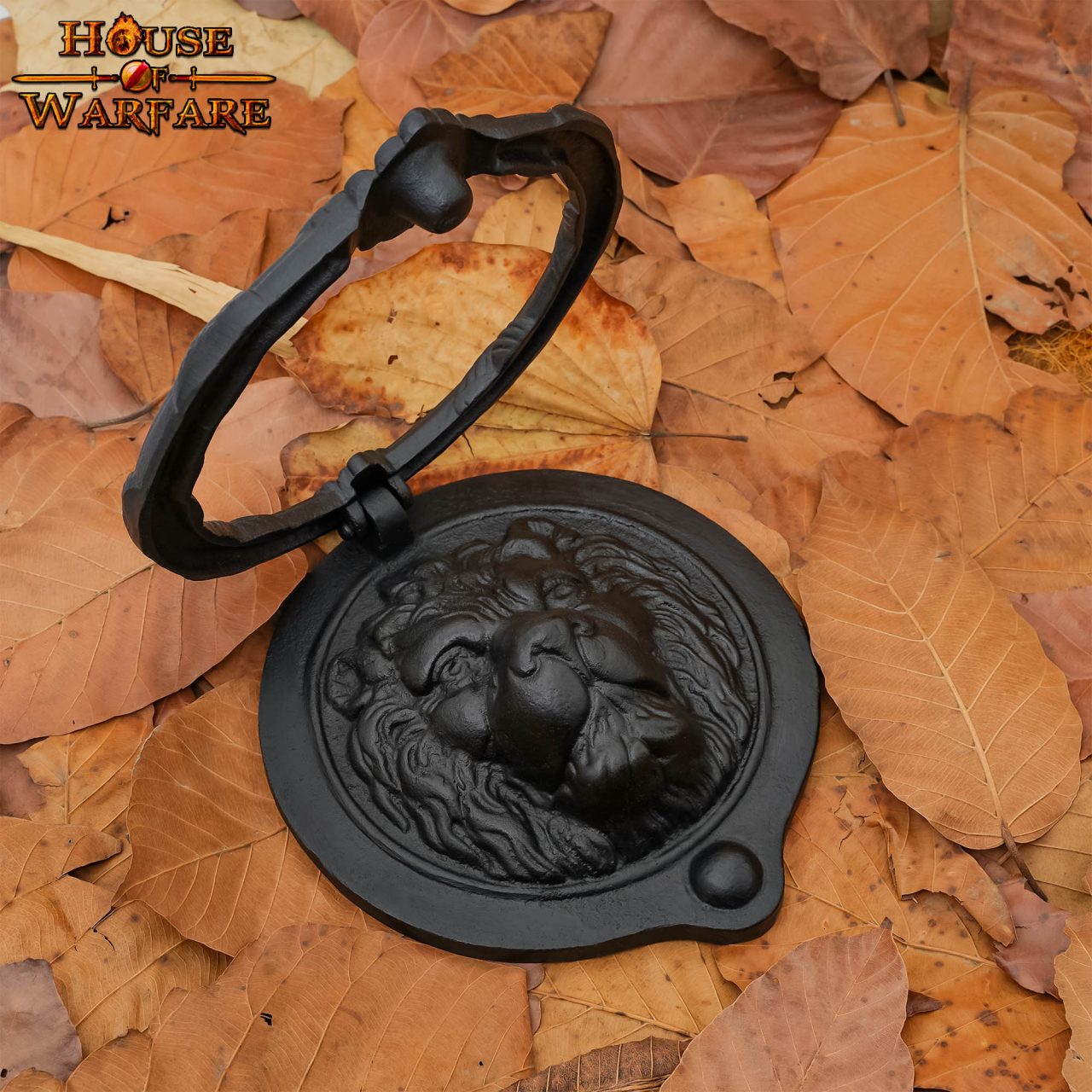 Imagen única de: Llamador de puerta rostro de león en hierro fundido macizo — grande
