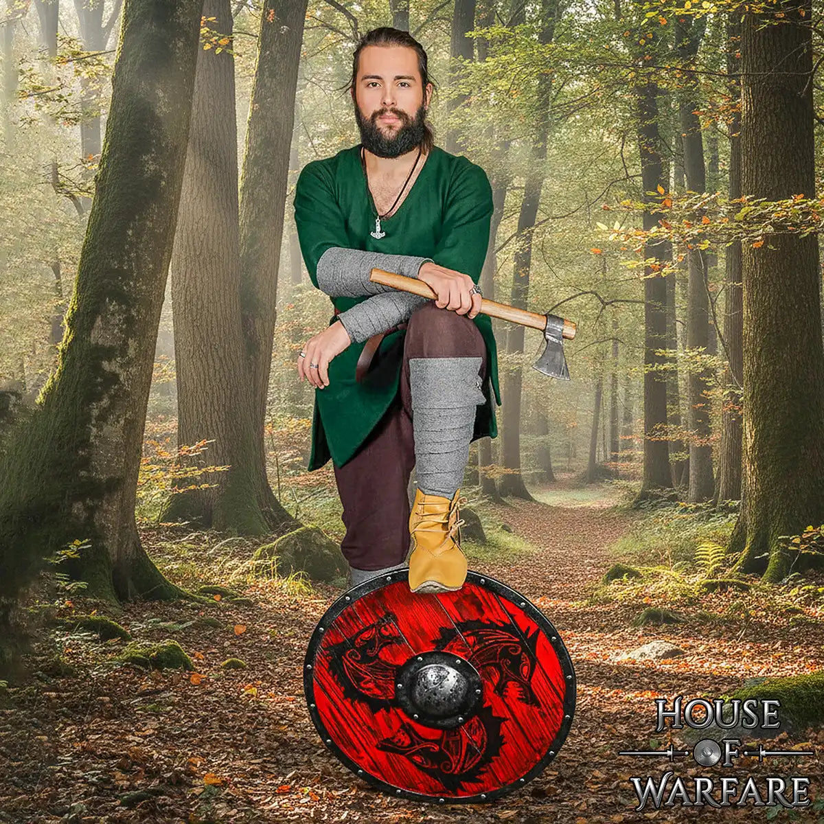 Envolturas vikingas de brazo, 70% lana/30% nylon con fíbula de latón — Par (verde) - imagen 5