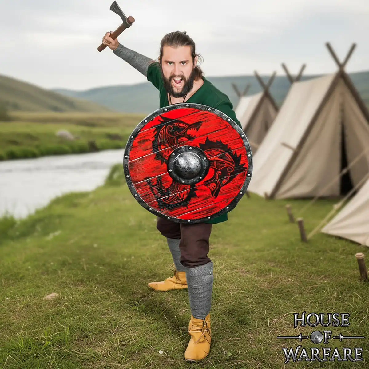 Envolturas vikingas de brazo, 70% lana/30% nylon con fíbula de latón — Par (verde) - imagen 7