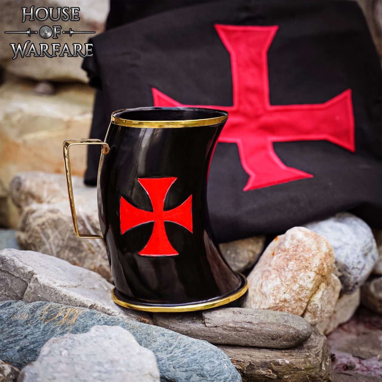 Jarra de cuerno medieval grande - Caballero Templario - imagen 4
