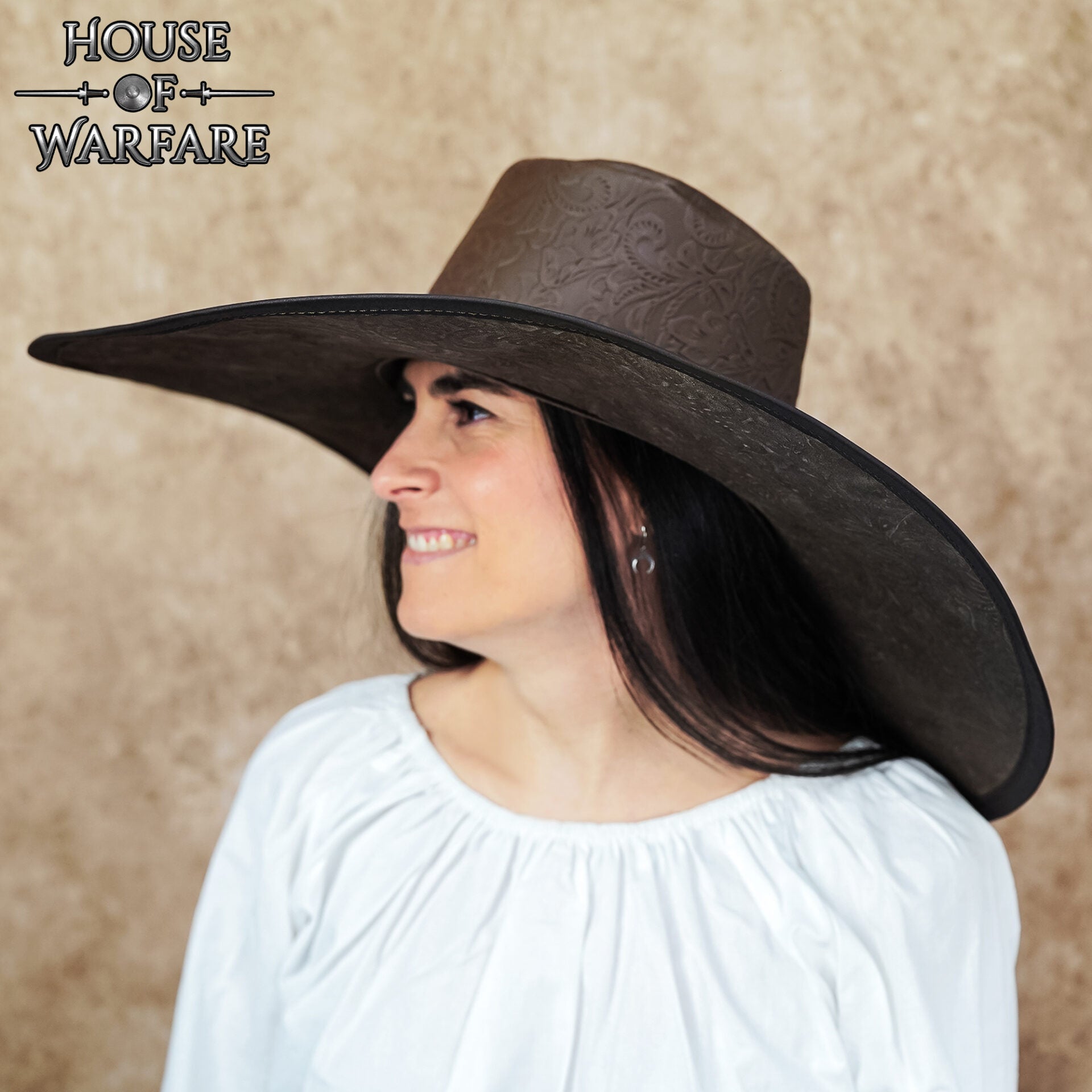 Sombrero Alatriste de cuero — Ala ancha para LARP, teatro y recreación