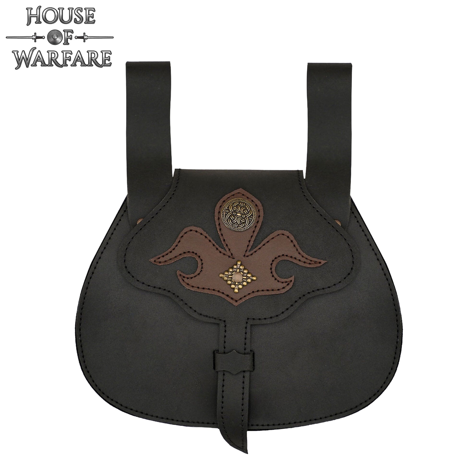 Imagen única de: Riñonera Medieval de Cuero con Apliques y Remaches - Estilo Medieval Tardío