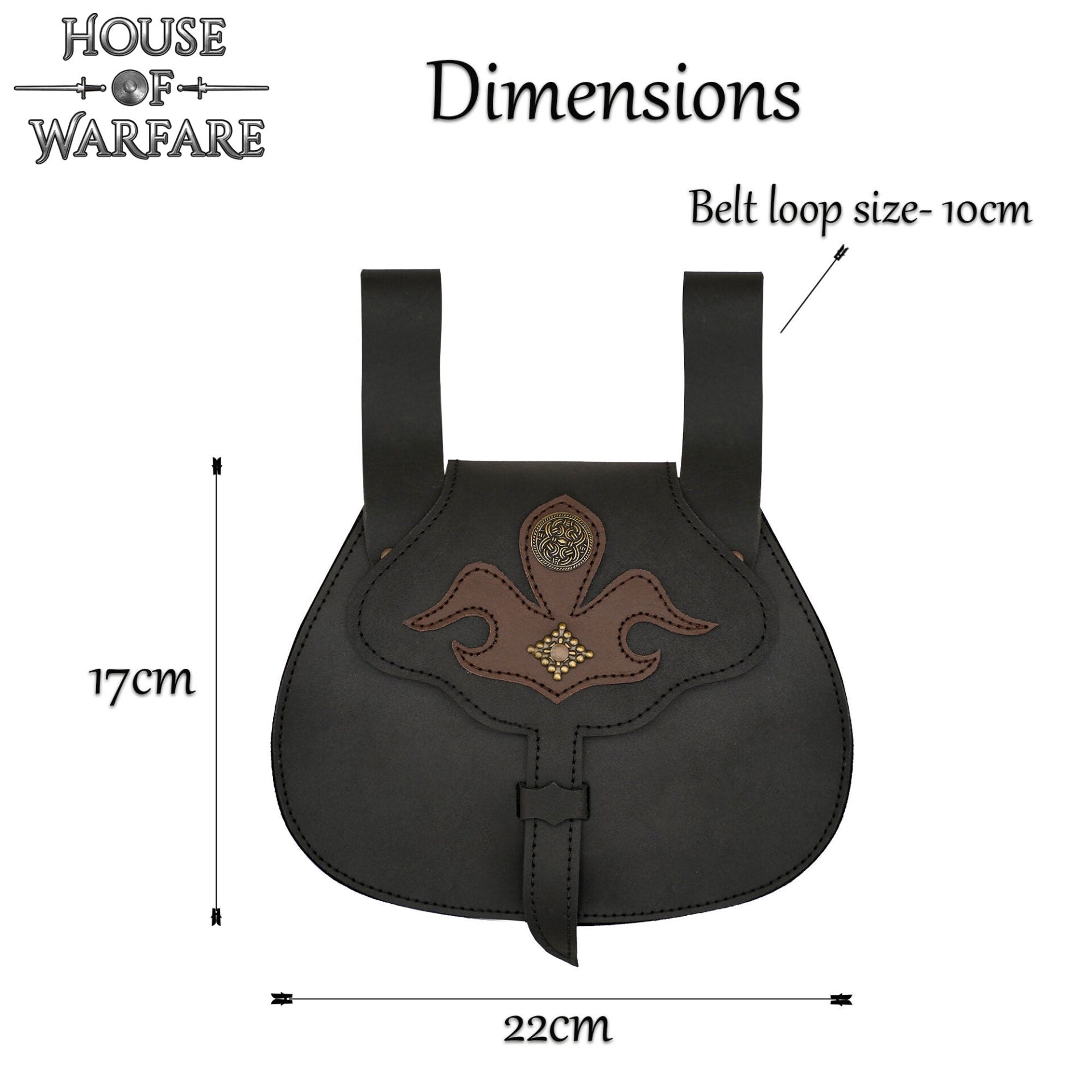 Imagen única de: Riñonera Medieval de Cuero con Apliques y Remaches - Estilo Medieval Tardío