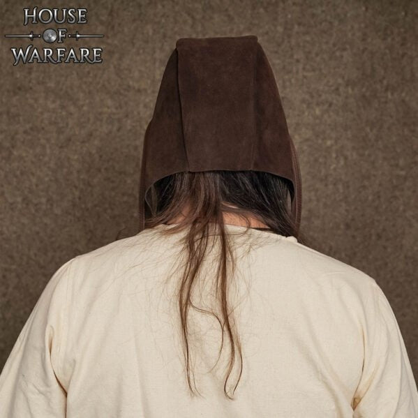 Imagen única de: Gorro Medieval de Cuero de Ante Hecho a Mano - Larp