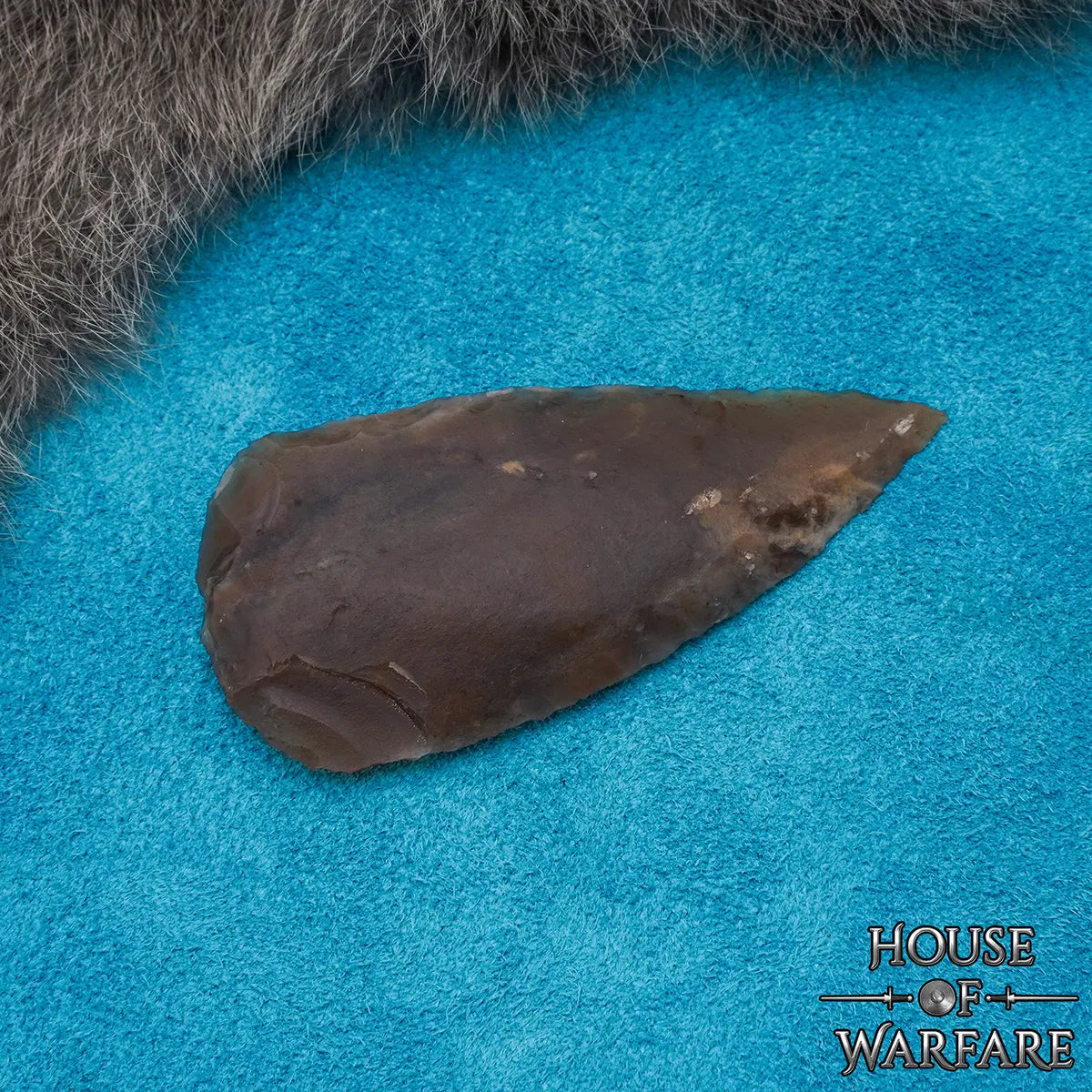 Punta de flecha foliar de pedernal, 7.6 cm - marrón oscuro - imagen 5