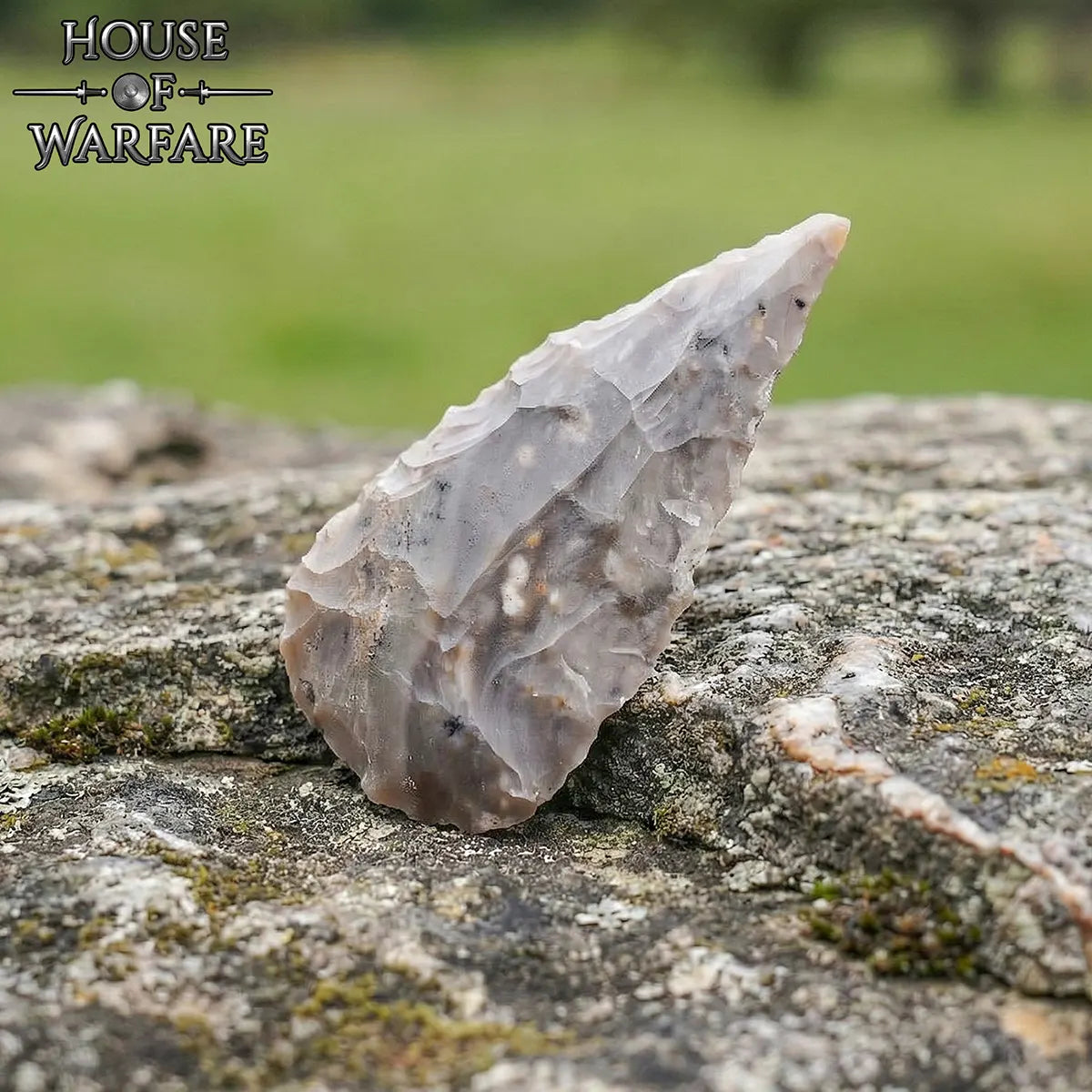 Punta de flecha foliar de pedernal, 7.6 cm - marrón oscuro - imagen 2