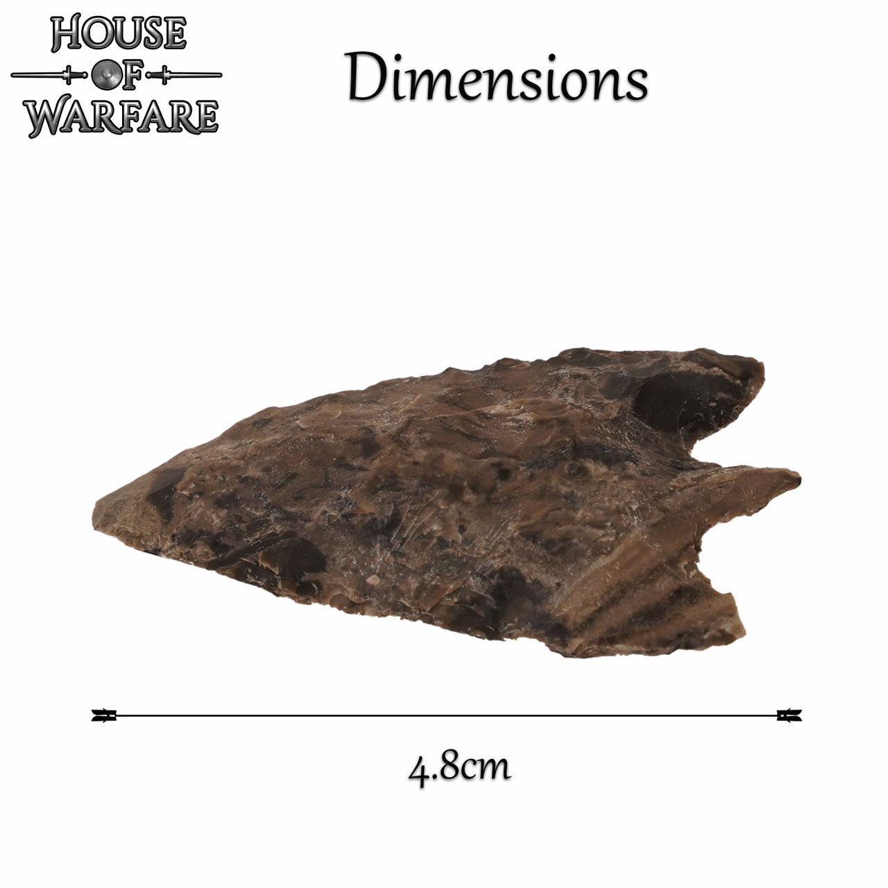 Punta de flecha histórica de pedernal con vástago, 4,8 cm - marrón - imagen 4