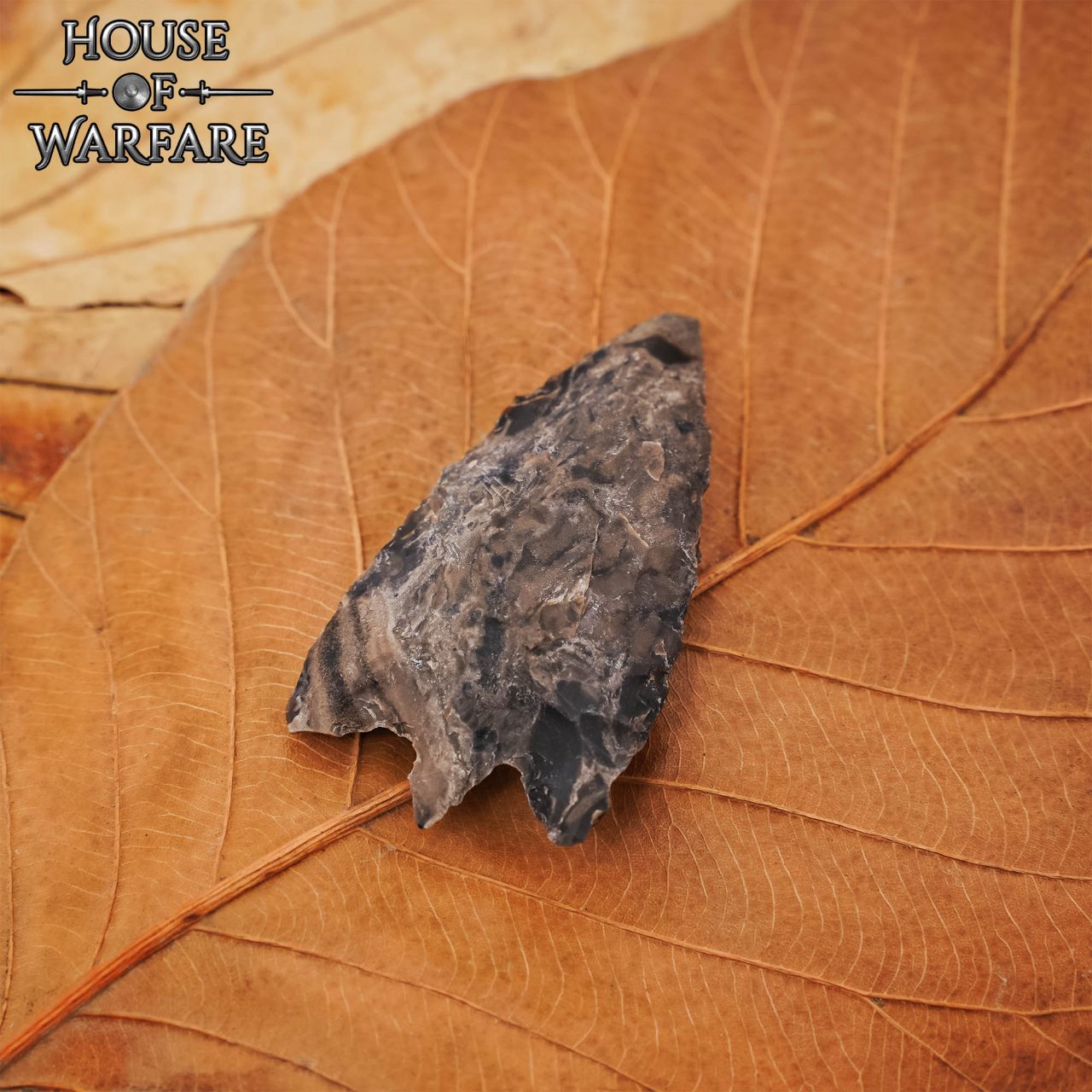 Punta de flecha histórica de pedernal con vástago, 4,8 cm - marrón - imagen 6