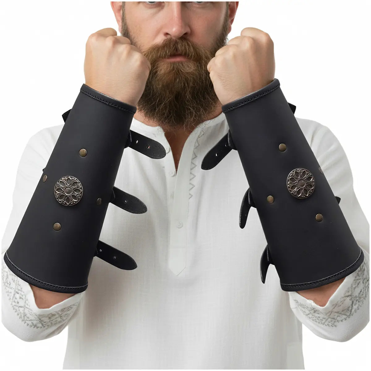 Brazales de cuero estilo guerrero fantástico