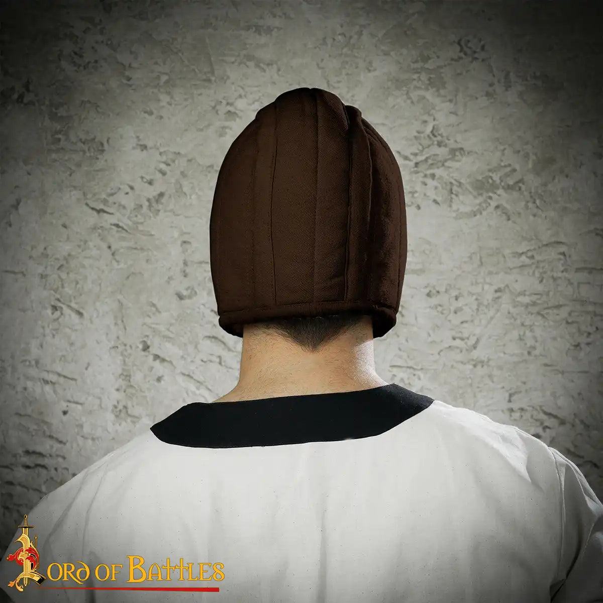 Gorro acolchado medieval de 3 capas — Marrón, talla L - imagen 13