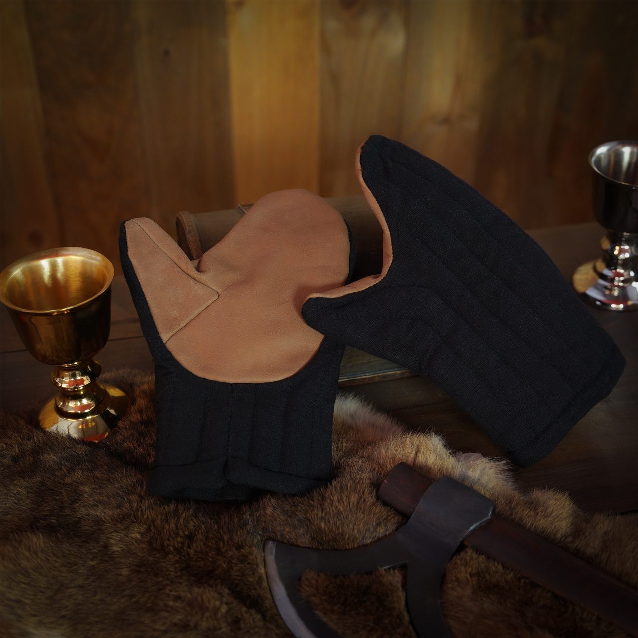 Guantes acolchados de lona de algodón con palma de cuero para recreación medieval - imagen 16