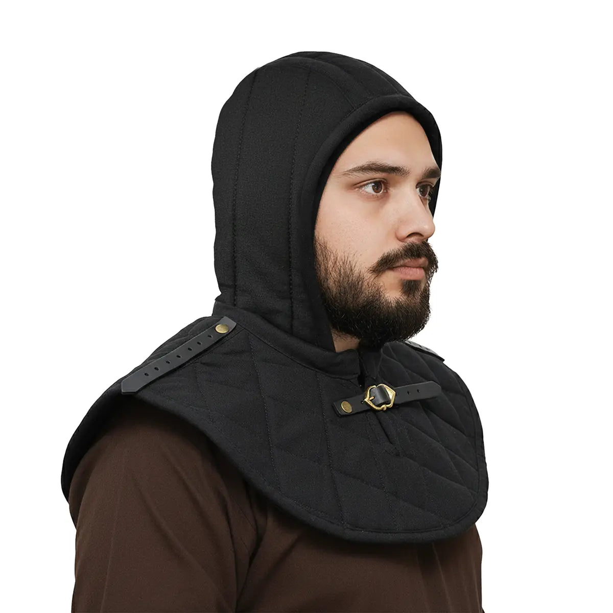 Imagen única de: Capucha medieval acolchada de 3 capas con cuello - Con Defecto