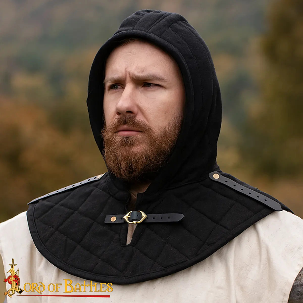 Capucha acolchada medieval de 3 capas con cuello - imagen 14