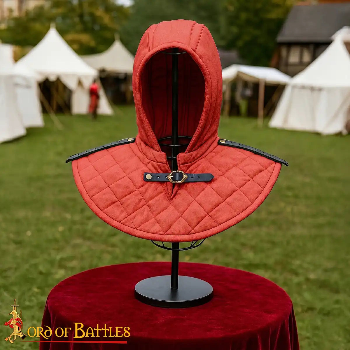 Imagen única de: Capucha medieval acolchada de 3 capas con cuello - Con Defecto
