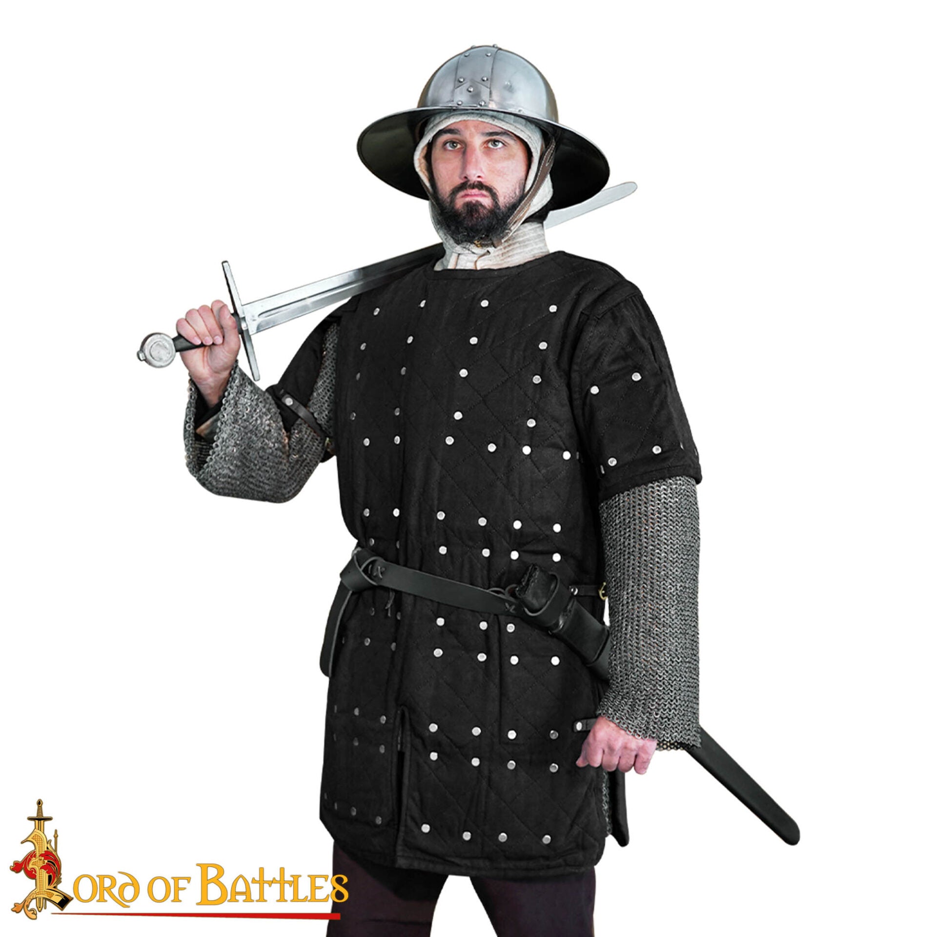 Brigandina medieval con placas de acero remachadas y cuerpo de algodón - imagen 12