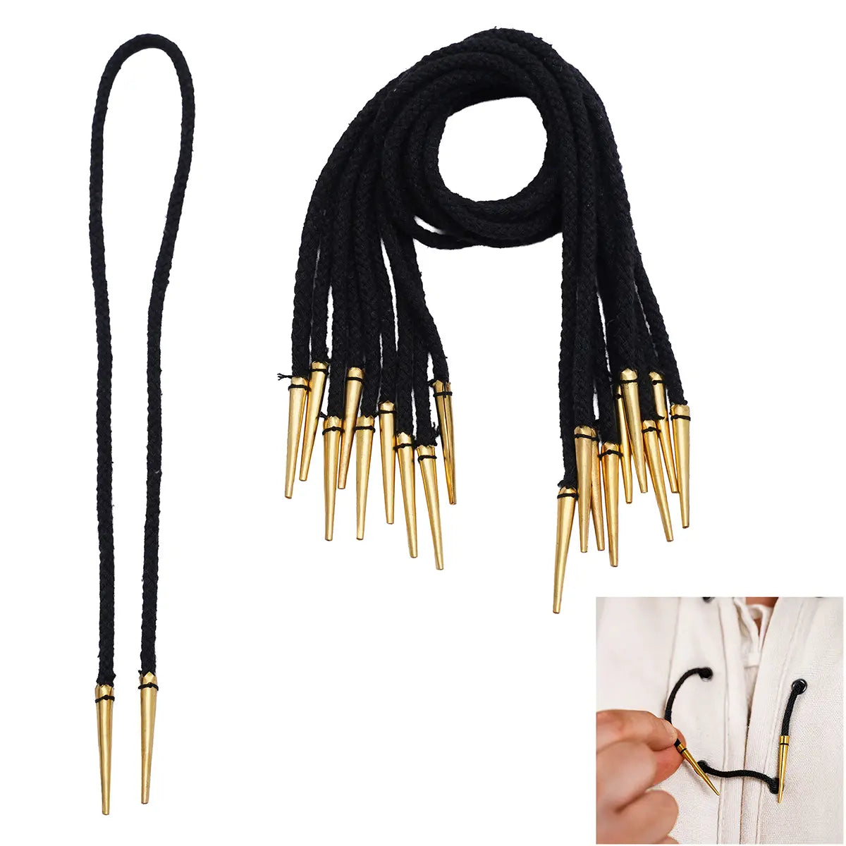 Cordones medievales de algodón con terminales de latón (set de 5)