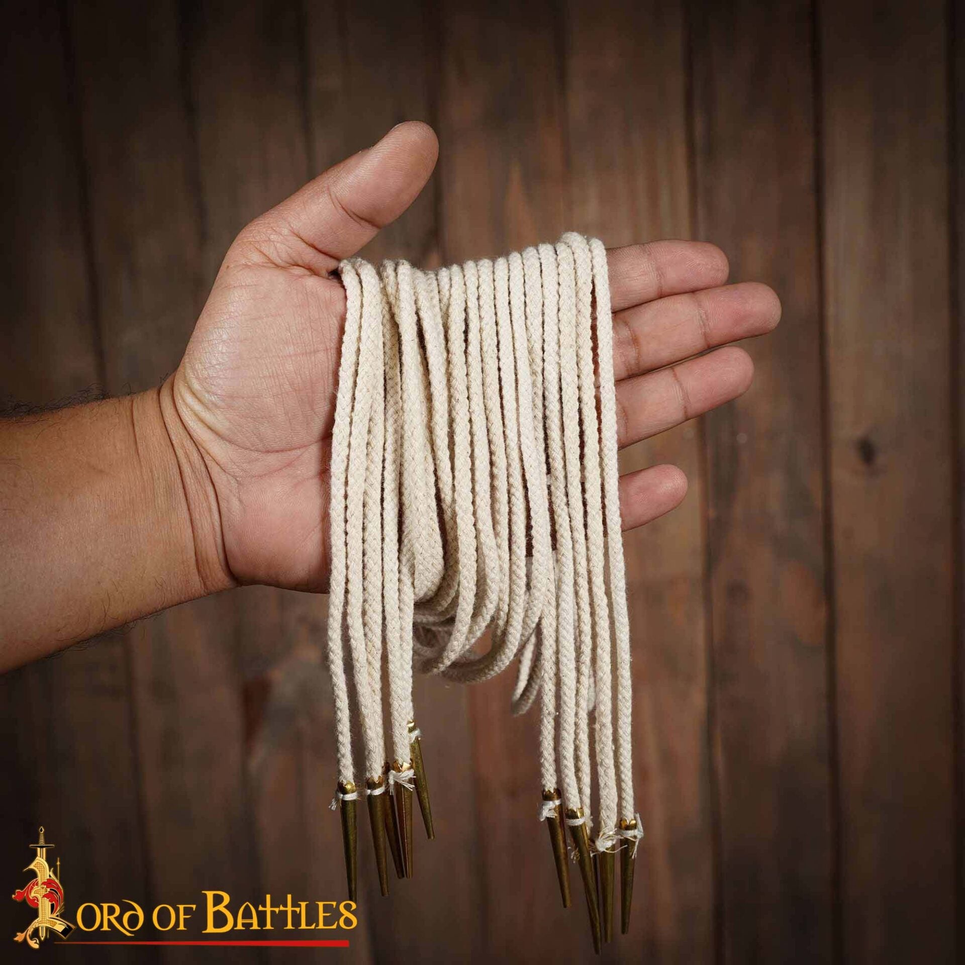 Imagen única de: Cordones Medievales Largos de Algodón con Remates de Latón - Juego de 5 para Túnicas, Botas y Prendas de Vestir