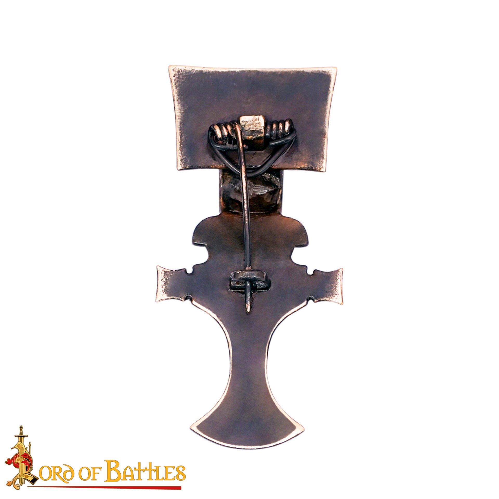 Broche lombardo de bronce macizo (s. VI) — réplica, fundición por cera perdida