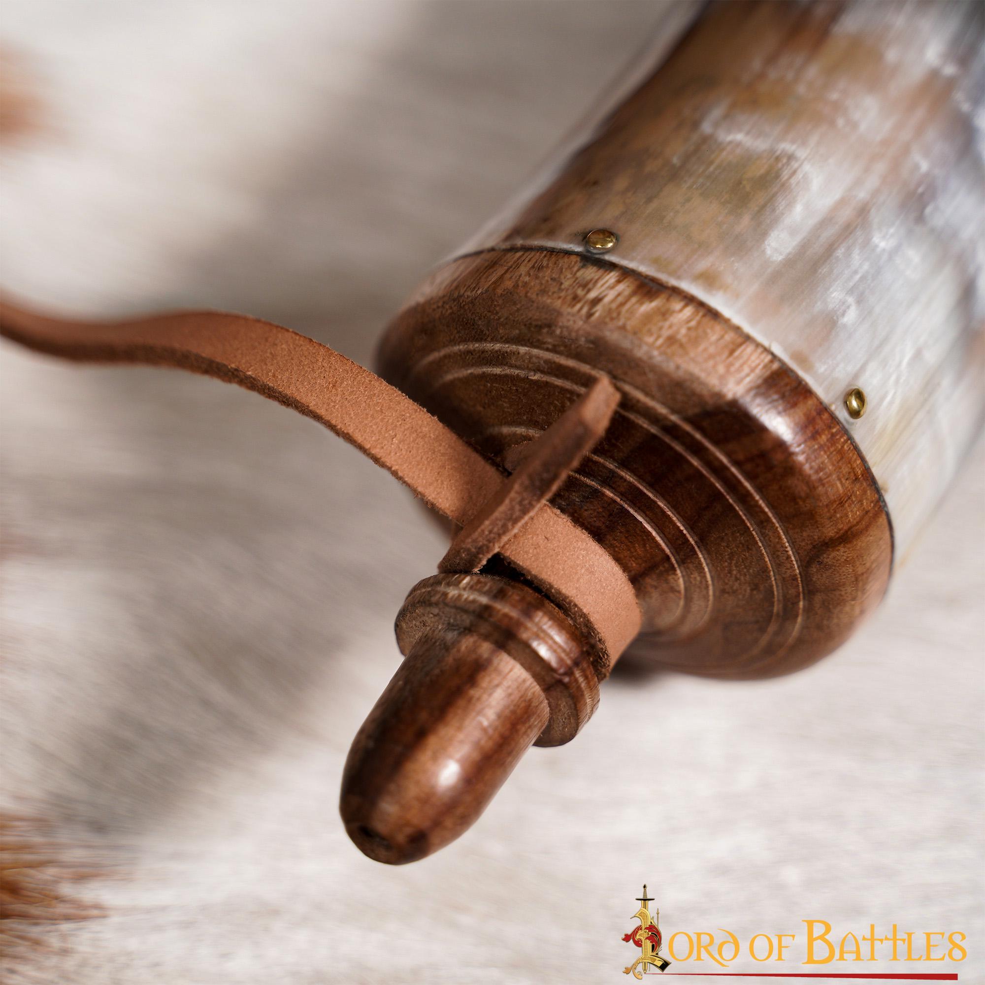 Cuerno de pólvora vikingo funcional (cuerno genuino) - imagen 6