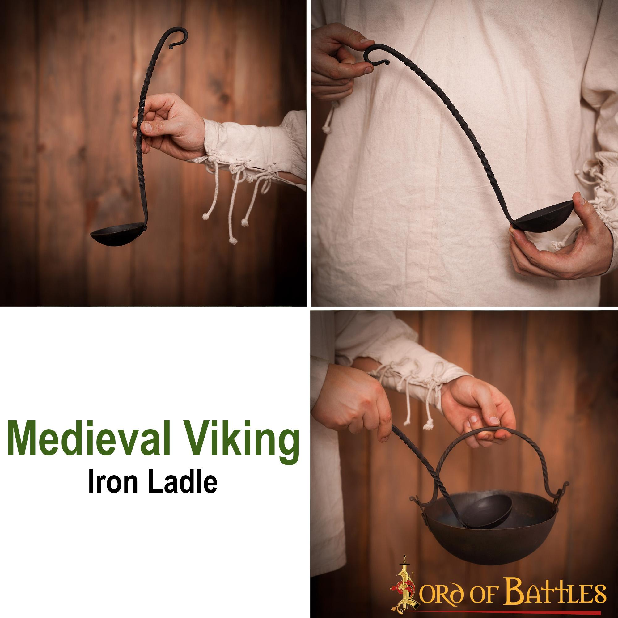 Imagen única de: Cazo de Hierro Medieval Vikingo Forjado a Mano Equipo de Campamento Funcional