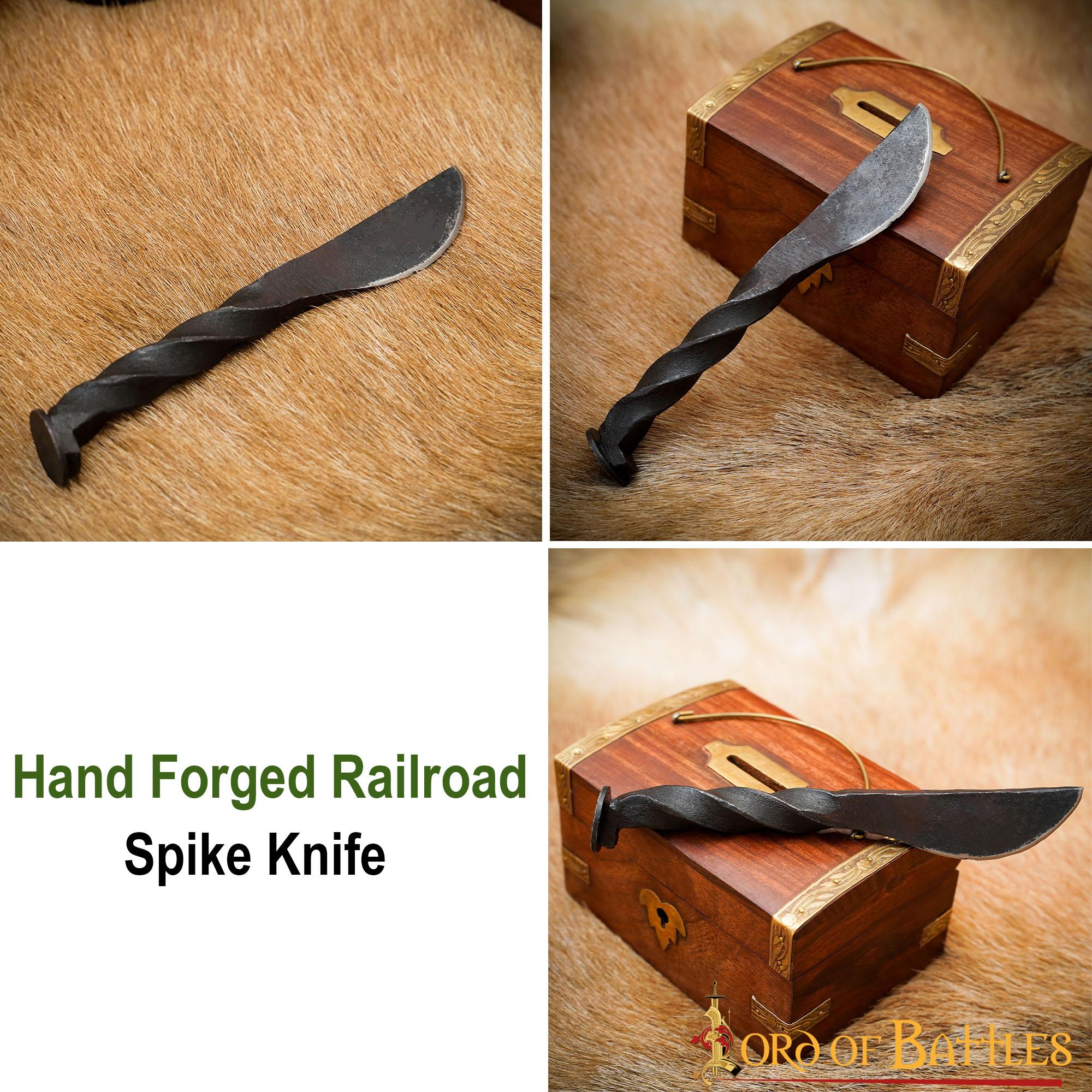 Cuchillo forjado a mano de clavo de ferrocarril con mango torcido - imagen 13