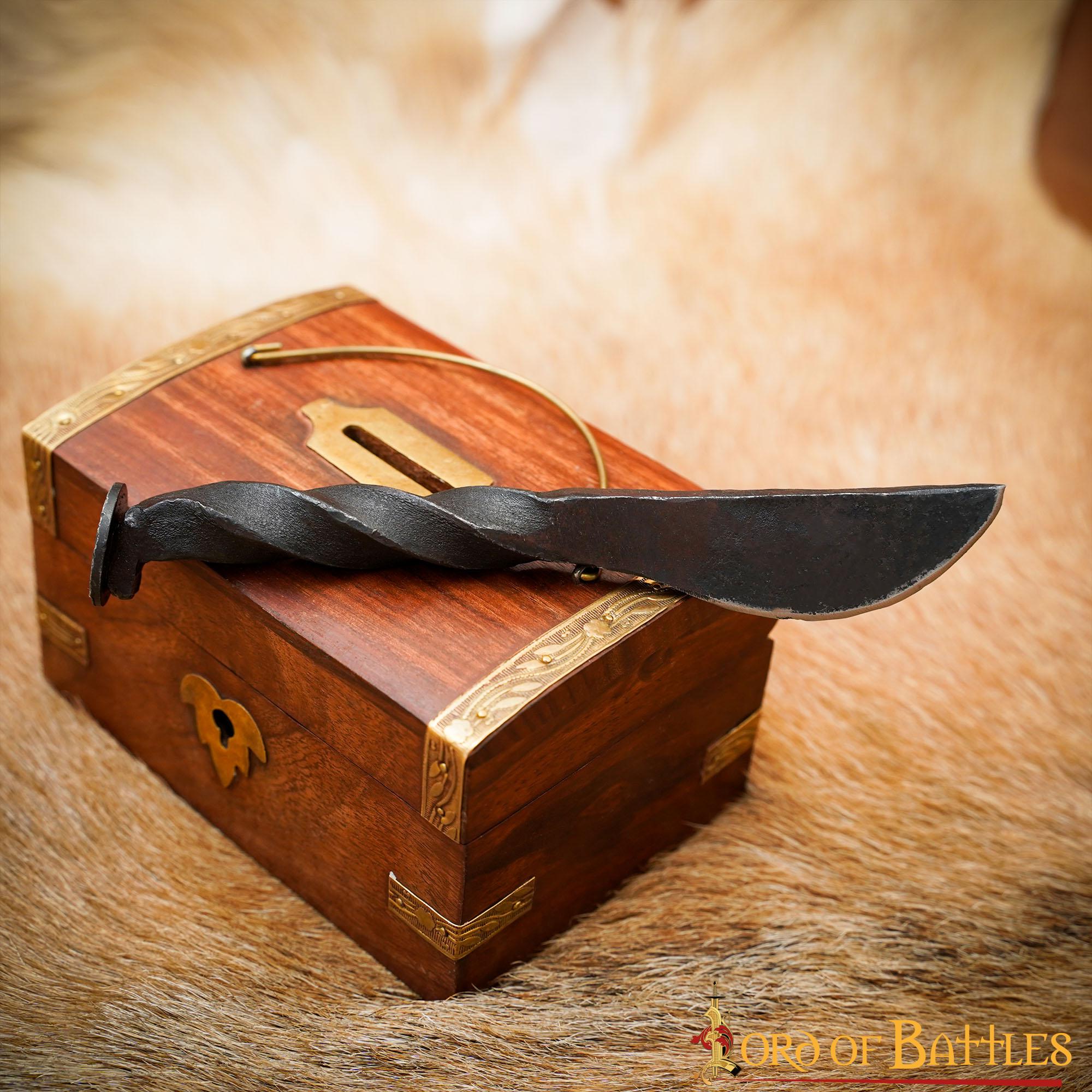 Cuchillo forjado a mano de clavo de ferrocarril con mango torcido - imagen 17